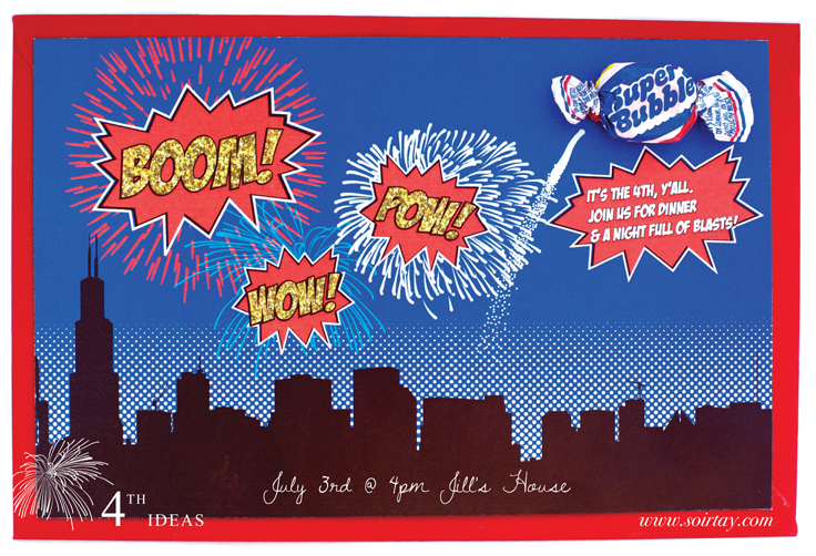 Fourth of July Firework Invitation Download