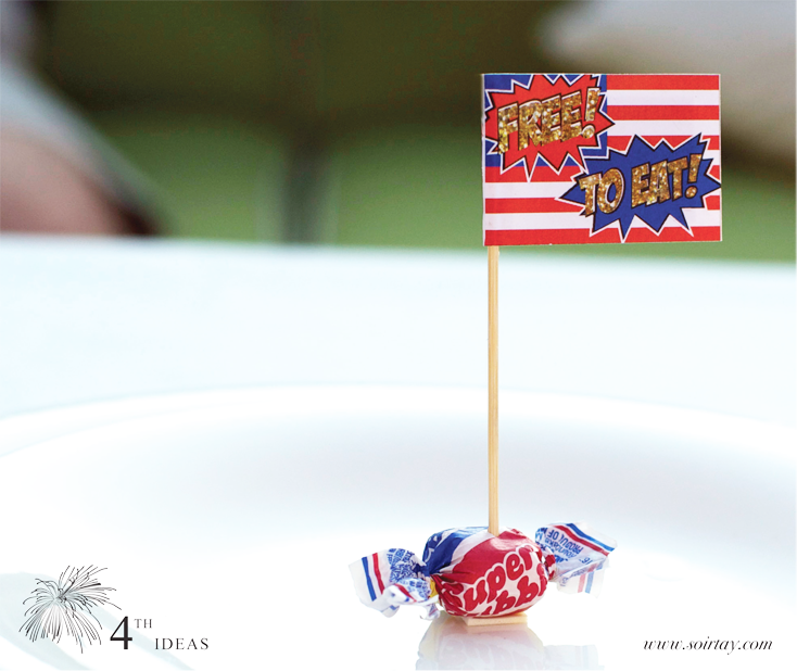Free to eat fourth of july flag place cards